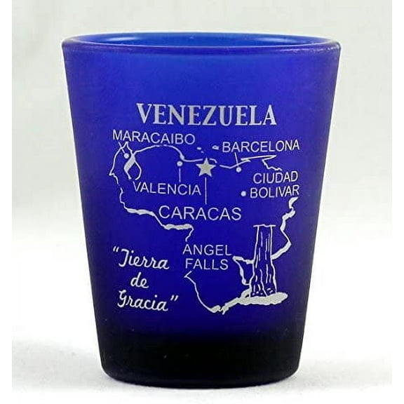 venezuela cobalt blue frosted new shot glass