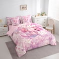 thumbnail image 2 of Manfei Cherry Blossom Axolotl Twin Bedding,Pink Floral Bedding Comforter Set For Girls,Pink White,Pink Reversible,7pcs, 2 of 8