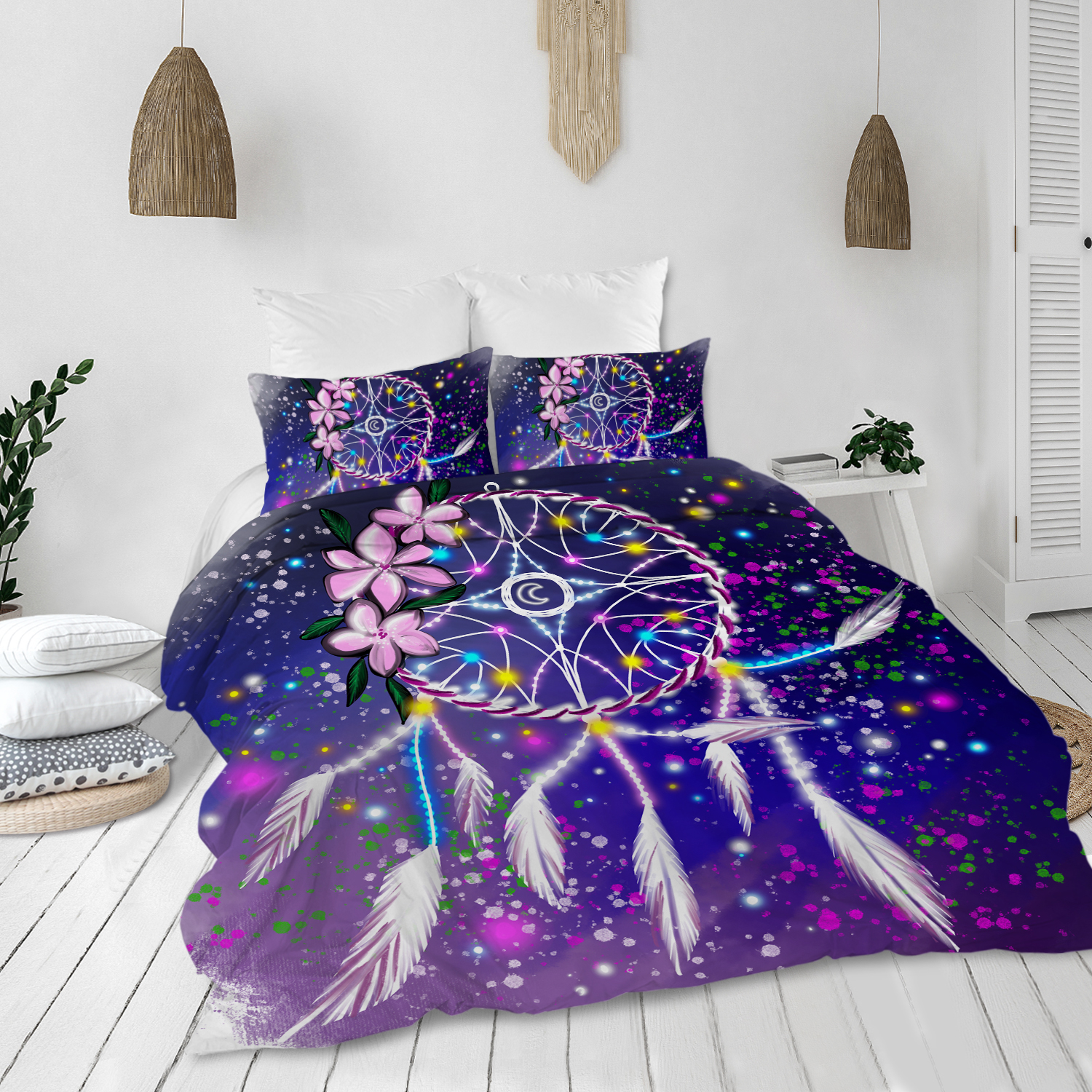 Blessliving Duvet Covers Full Size Purple Duvet Cover Set Bohemian