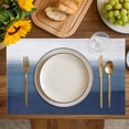 thumbnail image 4 of Navy Blue Ombre Placemats Set of 4, Modern Abstract Art Texture Placemats for Dining Table, Place Mats for Kitchen Tabletop, Waterproof Wipeable Dining Table Mats Set, 4 of 9