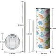 thumbnail image 5 of 20oz White Cartoon Colorful Dinosaurs Pattern Skinny Tumblers Stainless Steel Tumbler with Lid and Straw,Vacuum Insulated Double Wall Travel Tumbler Cups with Cleaning Brush for Coffee,Tea, 5 of 6