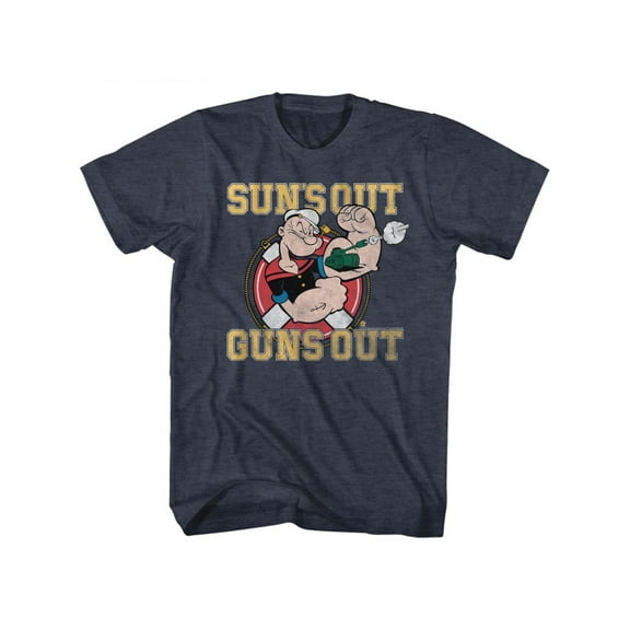 Popeye The Sailor Man Cartoon Comic Character Suns Out Guns Out Adult TShirt Tee