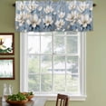 thumbnail image 3 of White Floral Curtain Valances for Windows, Kitchen Valance Window Treatments Panel 2 Pack, Blue Botanical Flowers Branches Plants Rod Pocket Short Curtains for Bathroom Bedroom 60 x 18 Inch, 3 of 8