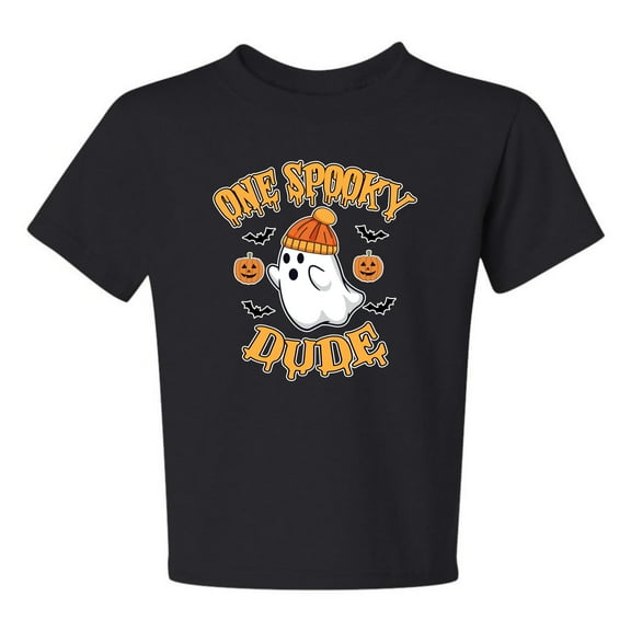 Wild Bobby One Spooky Dude Cute Funny Ghost Trick or Treat | Unisex Kids Halloween Fall DIY Costume Design Ideas Ages 3 to 10 Unisex Boys Girls Graphic Youth T-Shirt