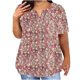 thumbnail image 1 of Camisetas Casuales de las Mujeres Largo Casual Impreso Cuello Redondo Suelto Top, Camiseta de Verano de Manga Corta, 1 of 4