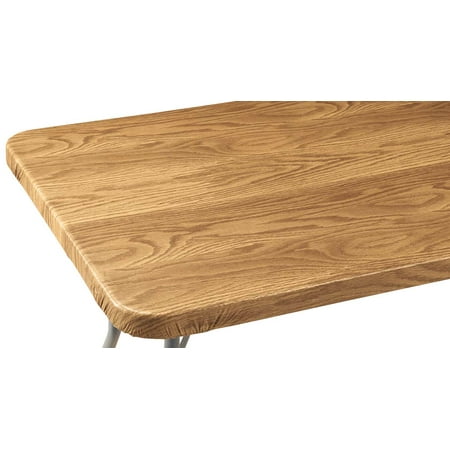 

Wood Grain Vinyl Elasticized Banquet Table Cover Soft Fleece Back Indoor Décor - Measures 72 x 30 Oblong Pine
