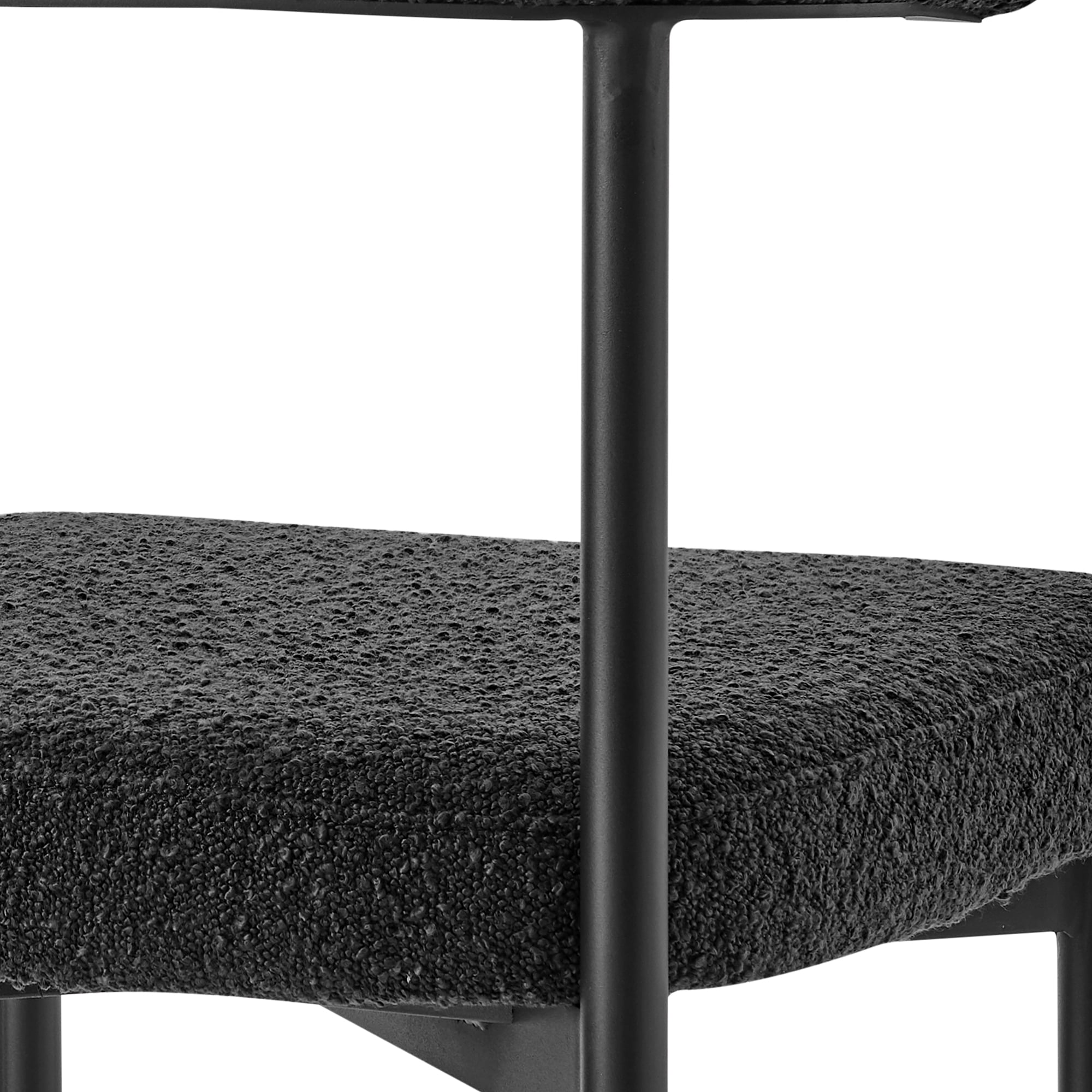 Veronica Shannon 5 Piece Round Glass Dining Table Set with Matte Black Iron and Black Fabric