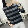 thumbnail image 4 of Women's Stripe Versatile Cotton Long Sleeve Sweatshirt, 4 of 12