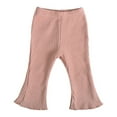 thumbnail image 3 of GYRATEDREAM Infant Baby Girl Ribbed Knit Bell Bottoms Solid Color Flared Pants Toddler Elastic Waist Ruffle Leggings Fall Clothes, 3 of 8