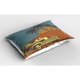 thumbnail image 2 of Ambesonne Cars Pillow Sham 2 Pack, Vintage Ride on the Beach, 26"x20", Pale Yellow Dark Orange, 2 of 3