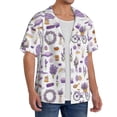 thumbnail image 4 of Xecao offers the Lavender Flowers for Men's Casual Short-sleeved Shirt, a button-up collared shirt with a pocket, perfect for beach vacations and yacht travel in the 3X-Large size., 4 of 7