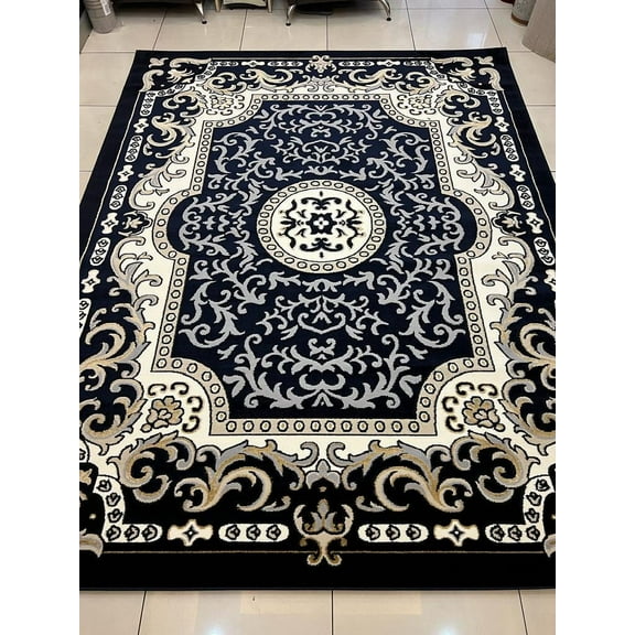 SULTAN Modern Stylish Living Room Rug DESIGN 2034 - 2'2"x7'3" Runner, Navy