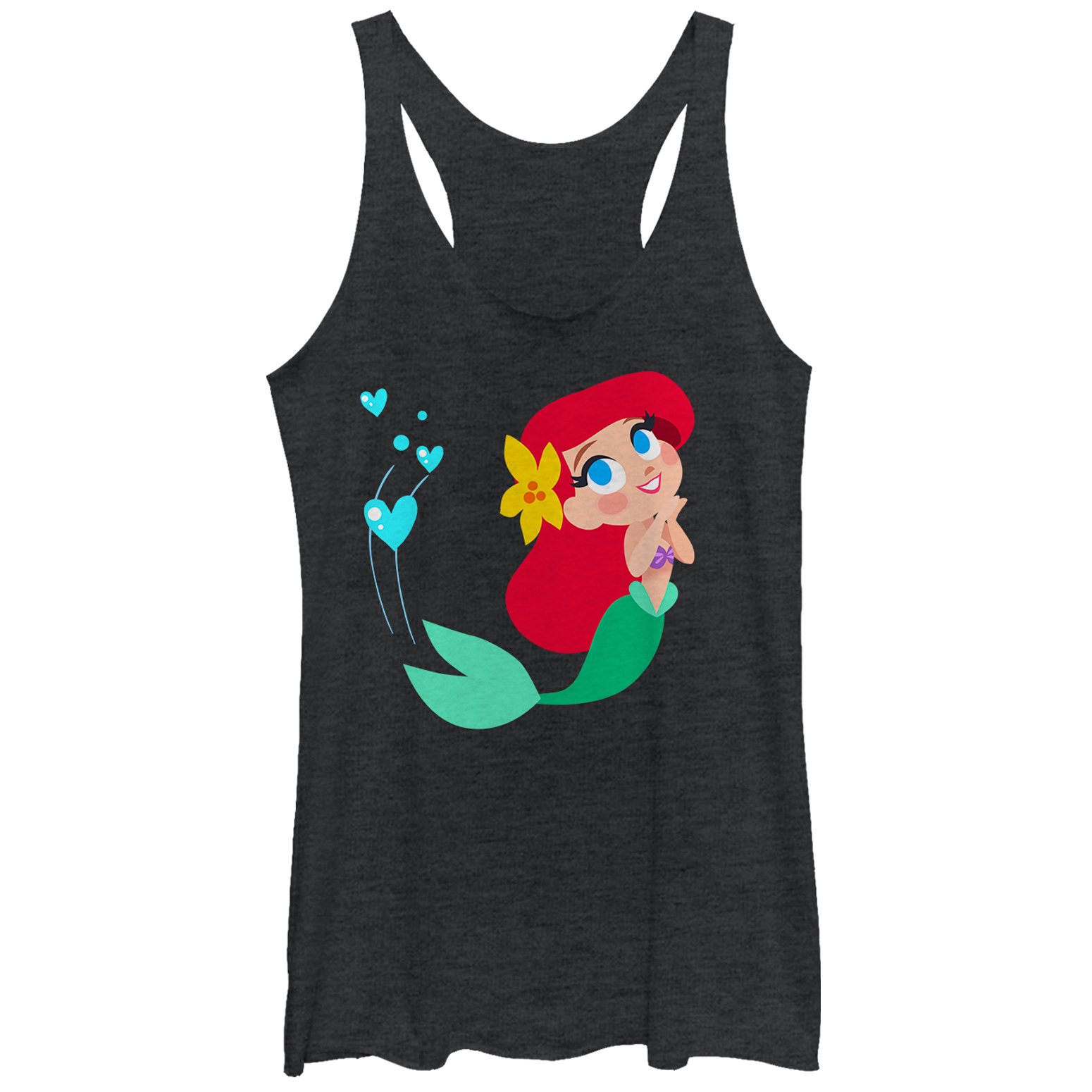 Women's The Little Mermaid Ariel Love Racerback Tank Top Black Heather