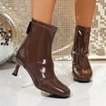 thumbnail image 6 of Roncen Women's Versatile Chic Plus Size High-Shine Patent Leather Ankle Boots - Trendy High Heel Bare Boots for Fall Winter Fashion, 6 of 9