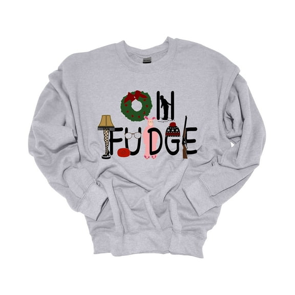 Unisex Christmas Sweatshirt Oh Fudge Christmas Story Inspired Festive Holiday Crewneck Sweatshirt-Sports Grey-large