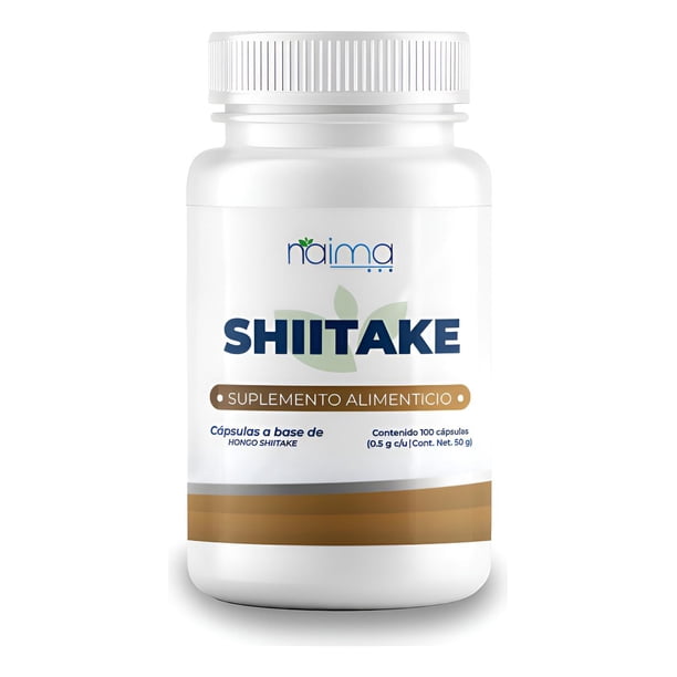NAIMA Shiitake, 100 Cápsulas | Suplemento Alimenticio 100% Puro| Ingredientes Naturales, Sin Aditivos | Hongo Adaptógeno con Nutrientes, Vitaminas y Minerales, Bienestar General