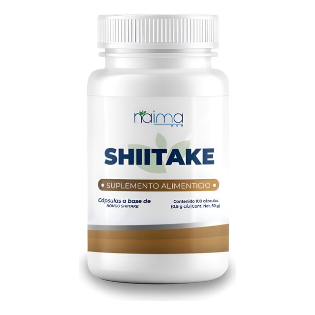 NAIMA Shiitake, 100 Cápsulas | Suplemento Alimenticio 100% Puro| Ingredientes Naturales, Sin Aditivos | Hongo Adaptógeno con Nutrientes, Vitaminas y Minerales, Bienestar General