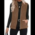 thumbnail image 3 of Chaleco Acolchado Sin Mangas para Mujer, Chaqueta con Cremallera, Abrigo de Moda para Otoño y . Color Café L, 3 of 6
