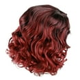 thumbnail image 2 of YSGFHGJW Human Hair Wig,Wigs Wig For Women Shoulder Length Curly Hair Wigs For Women Wine Red Side Part Hair Line Party Costume Cosplay Wig Beauty For Party,Red, 2 of 6