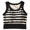 thumbnail image 6 of MNCEKFOD Womens Tank Top With Built In Bra Casual Striped Padded Tank Tops Cropped Waist Short Style Elastic Summer Daily Outer Tops Camisoles For Women For Under Clothes Black L, 6 of 6