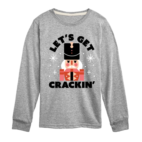 Instant Message - Lets Get Crackin Nut Cracker Christmas - Toddler & Youth Long Sleeve Graphic T-Shirt