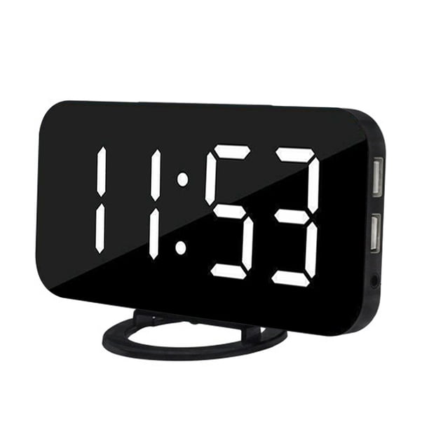 Pantalla LED Reloj digital Reloj despertador de mesa regulable automático con modo de repetición Puerto USB dual, Pantalla negra, blanca seitruly EL3016-05B