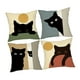 thumbnail image 5 of Funda de almohada decorativa de 4 piezas con diseño de gato, para mascotas, arte, 45 x 45 cm, estilo retro minimalista, para hombre y mujer., 5 of 9