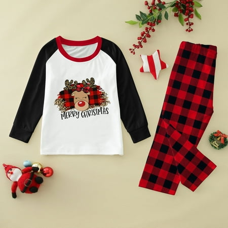

Christmas Kid Matching Family Pajamas Sets Christmas PJ s With Letter And Plaid Printed Long Sleeve Tee And Bottom Loungewear