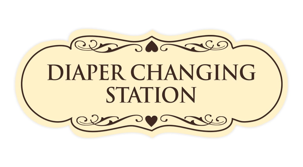 Designer Diaper Changing Station Sign(Ivory/Dark Brown) Medium