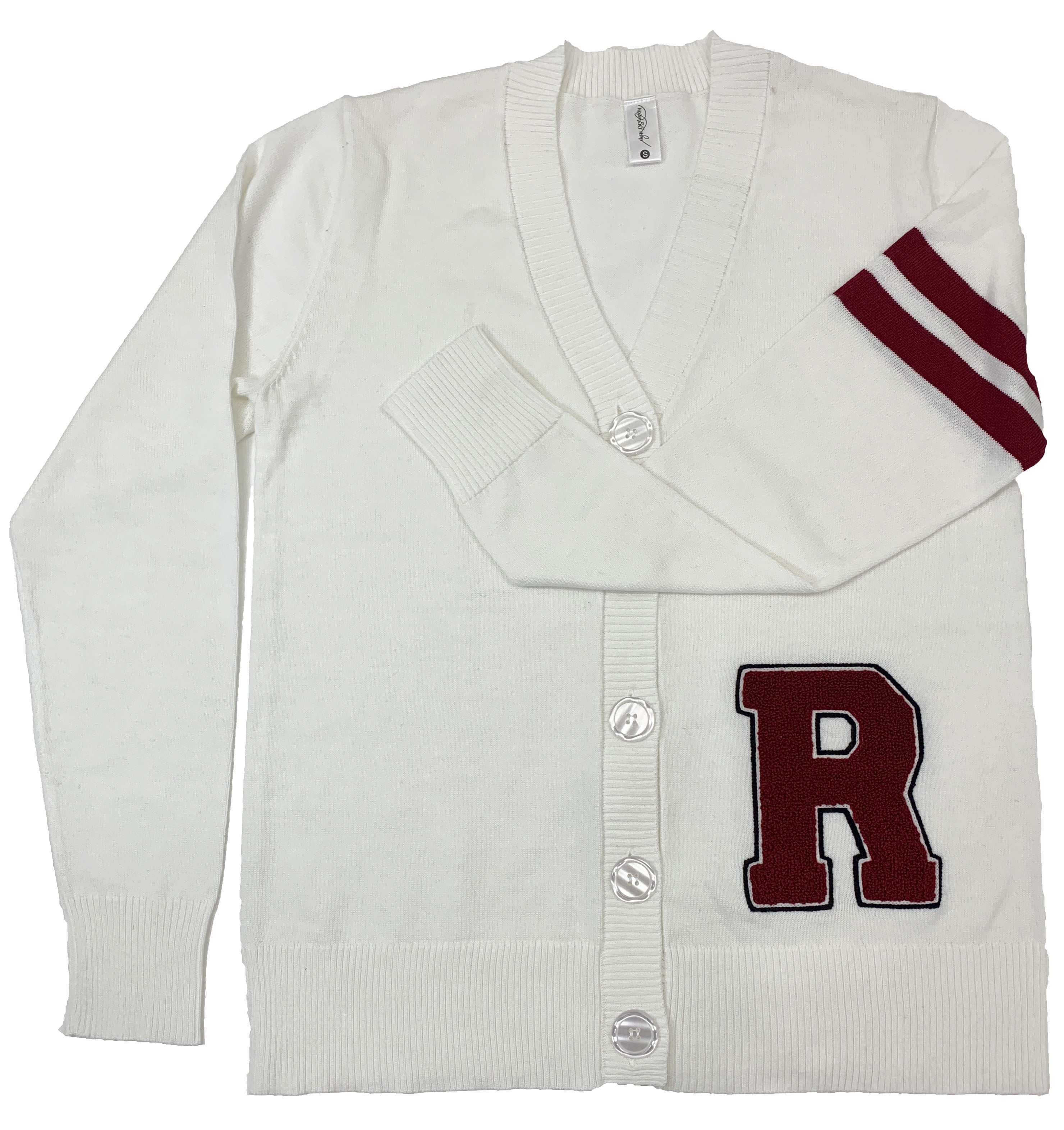 Hip Hop 50's Shop Womens Letterman Cardigan Sweater Long Sleeve Knit V-Neck  Button Down – Large/White R - Walmart.com