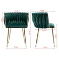 thumbnail image 7 of Velvet Dining Chairs Set of 2, Modern Hand Weaving Accent Chairs Living Room Chairs, Upholstered Side Chair with Golden Metal Legs for Dining Room Kitchen Vanity Living Room (Green), 7 of 7