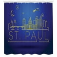 thumbnail image 3 of Ambesonne Minnesota Shower Curtain, Line Art Style St Paul, 69"Wx84"L, Indigo and Yellow, 3 of 3