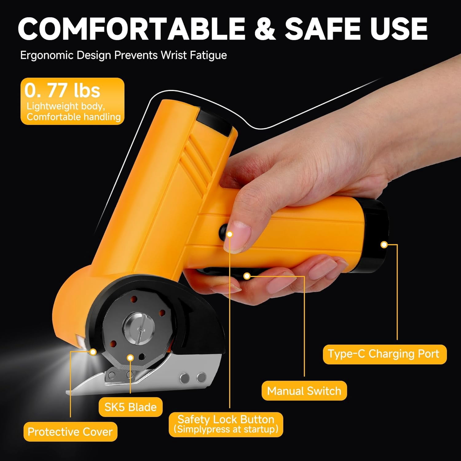 Upgrade 4.2V High-Speed Cutter, Cutter with LED Display,4-Speed Switching,High Carbon Steel Blades, Box Cutter, for Thin Fabric,Leather,Carpet