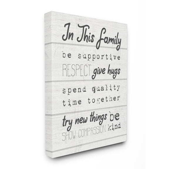 Stupell Industries Compassion Inspirational Word Family Textured Wood Design Super Canvas Wall Art by Daphne Polselli