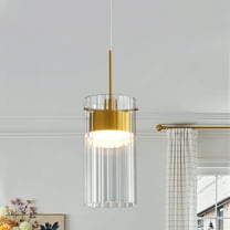 Sculptural Glass Pendant Light for Kitchen Island, Modern Gold Statement Fixture