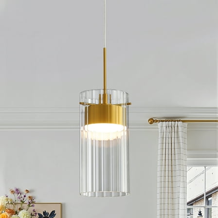 Sculptural Glass Pendant Light for Kitchen Island, Modern Gold Statement Fixture