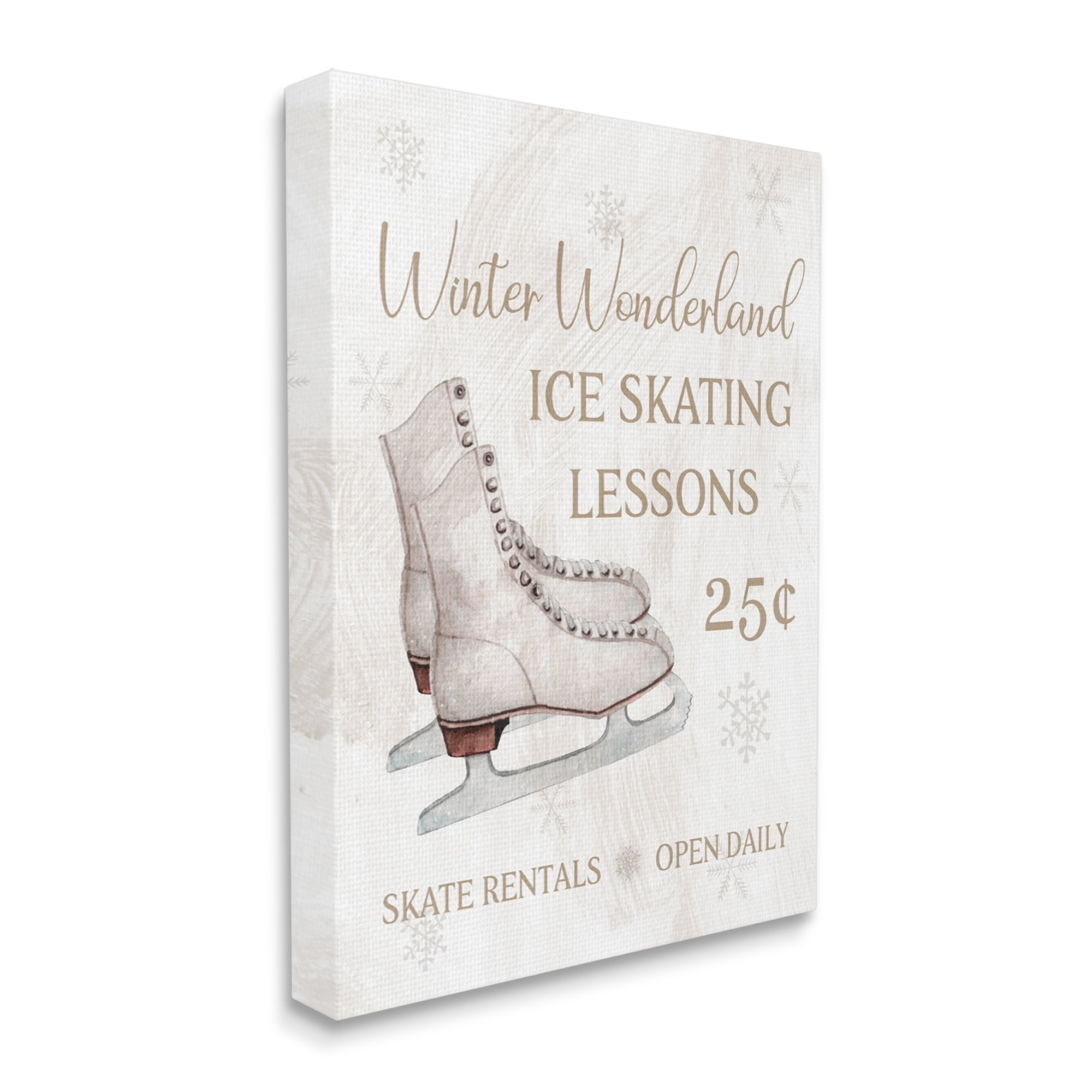 Stupell Industries Ice Skating Lessons Sign Holiday Painting Gallery Wrapped Canvas Art Print Wall Art, 36 x 48