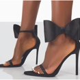 thumbnail image 6 of Women Ankle Strap With Satin Bow Open Toe High Heels Pointed Toe  Summer Shoes Dress Party Wedding  Shoes Satin Bow Open Toe High Heels, 6 of 7