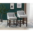 thumbnail image 6 of Guyou 30" Counter Height Bar Stools Set of 2, Mid Century Linen Tufted Farmhouse Bar Chairs with Back for Home Bar Club Kitchen Island, Grey, 6 of 14