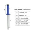 thumbnail image 2 of Uxcell 4mm x 6mm Aluminum Open End Flat Round Head Blind Rivets, Blue 25 Pack, 2 of 5