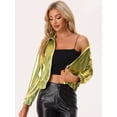 thumbnail image 2 of Chaquede chándal pamujer Chaquemetálide manlarbrillante holográficon cremalleen parte delanteOro Verde S, 2 of 6