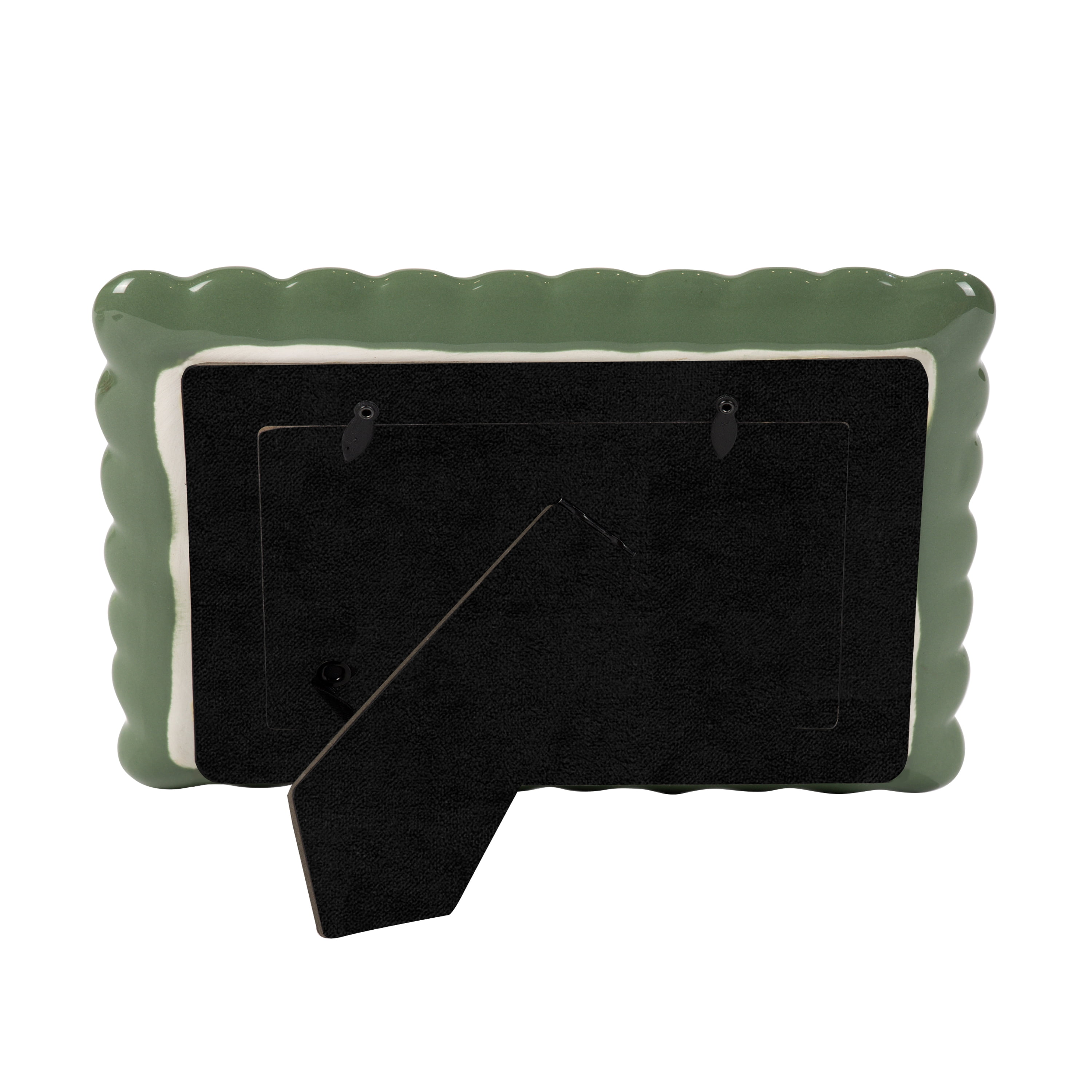 Sterling & Noble Home – 6x4 Picture Frame – Double Ruffle Green Ceramic Photo Frame