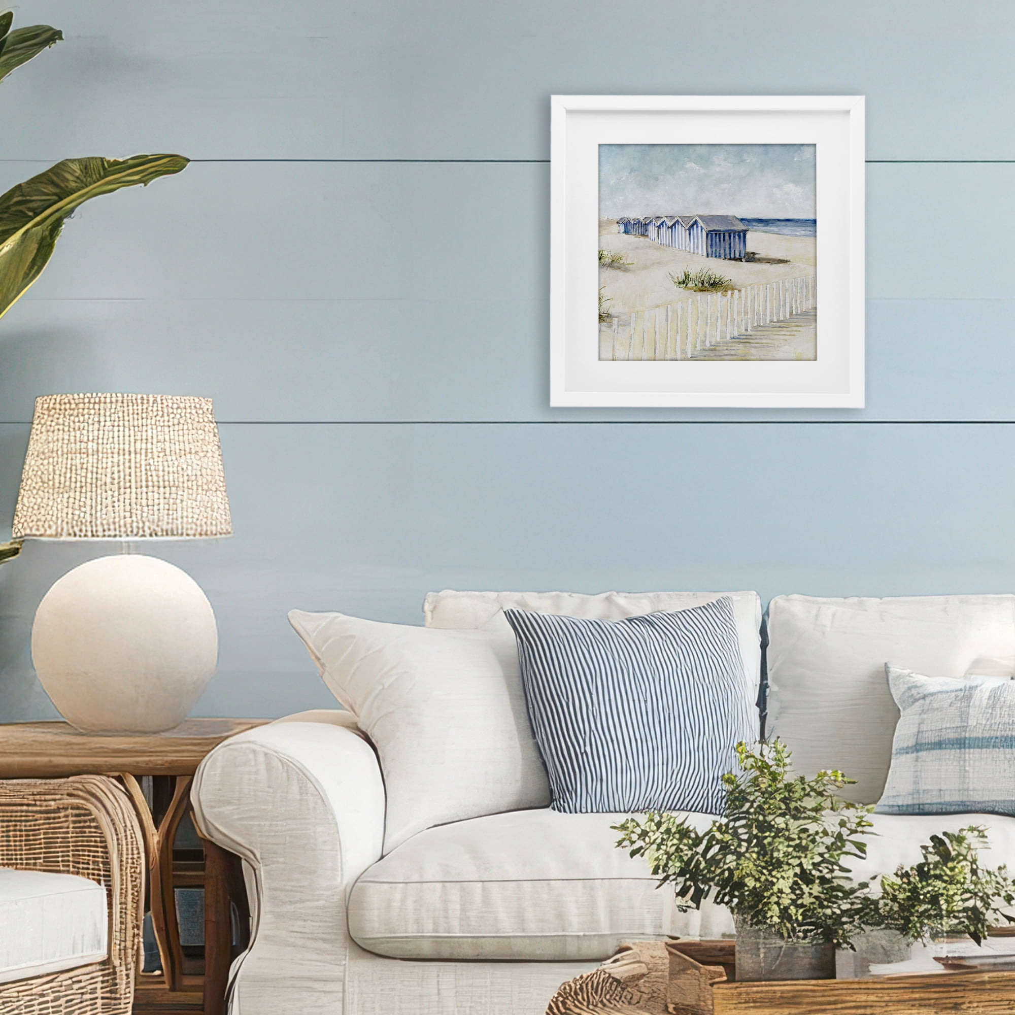 Stupell Industries Vintage Coastline Nautical Shacks White Framed Print Under Glass, design by Lorenzo Collective