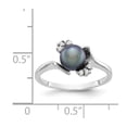 thumbnail image 5 of Solid 14k White Gold 6mm Black Freshwater Cultured Pearl VS Diamond Ring Band Size 5.5 (.06 cttw.), 5 of 6