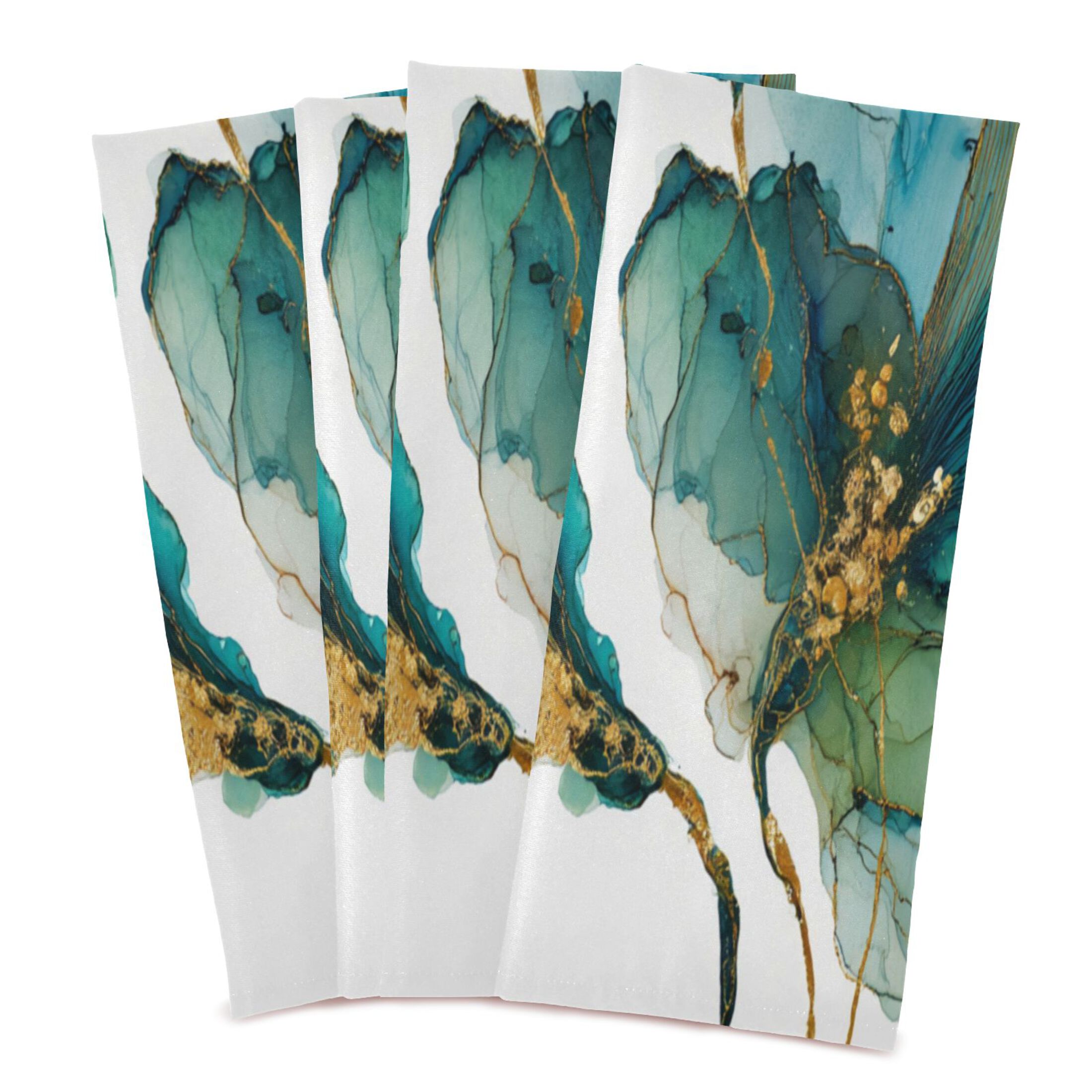 Qxltty Elegant Flower Kitchen Towels 28 x 18 Inch Set of 6 Soft Cotton Linen Feel Dish Towels with Hanging Loop for Drying, Cleaning & Decor