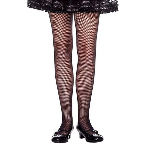 Music Legs Women's 290-BLACK-L Girls Fishnet Pantyhose, Black - Large