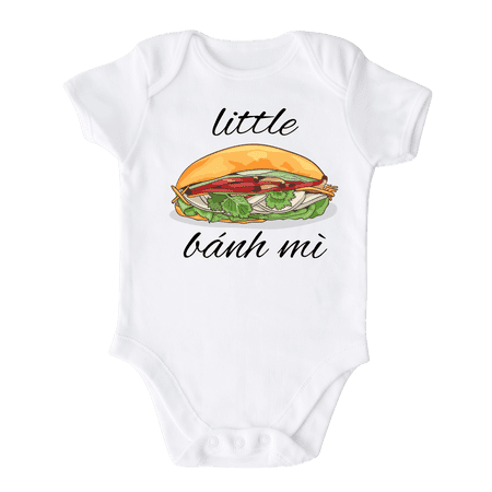 Little Banh Mi Baby Shirt Premium Custom Baby Clothes Vietnamese Food Unisex Baby Announcement Gift for Mom Newborn Outfit 18m White