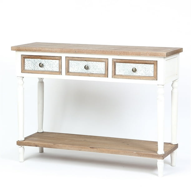 Luxen Home ThreeDrawer Wood Console Table with Open Storage Walmart
