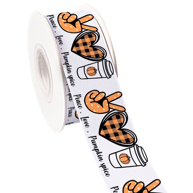 New Peace Love Design Printed Grosgrain Satin Ribbon for Gift Wrapping Hair Bow Craft Accessory 50 Yards Jiayi