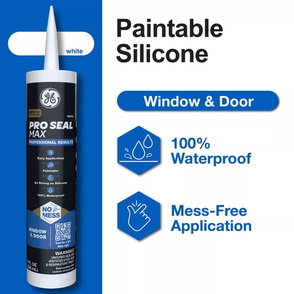 GE Pro Seal Max Window & Door, Pack of 1, White 9.5 fl oz Cartridge